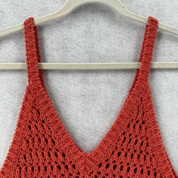 Free People FP Beach Tank Top Womens SMALL Orange Sleeveless Crochet Knit - Picture 5 of 13